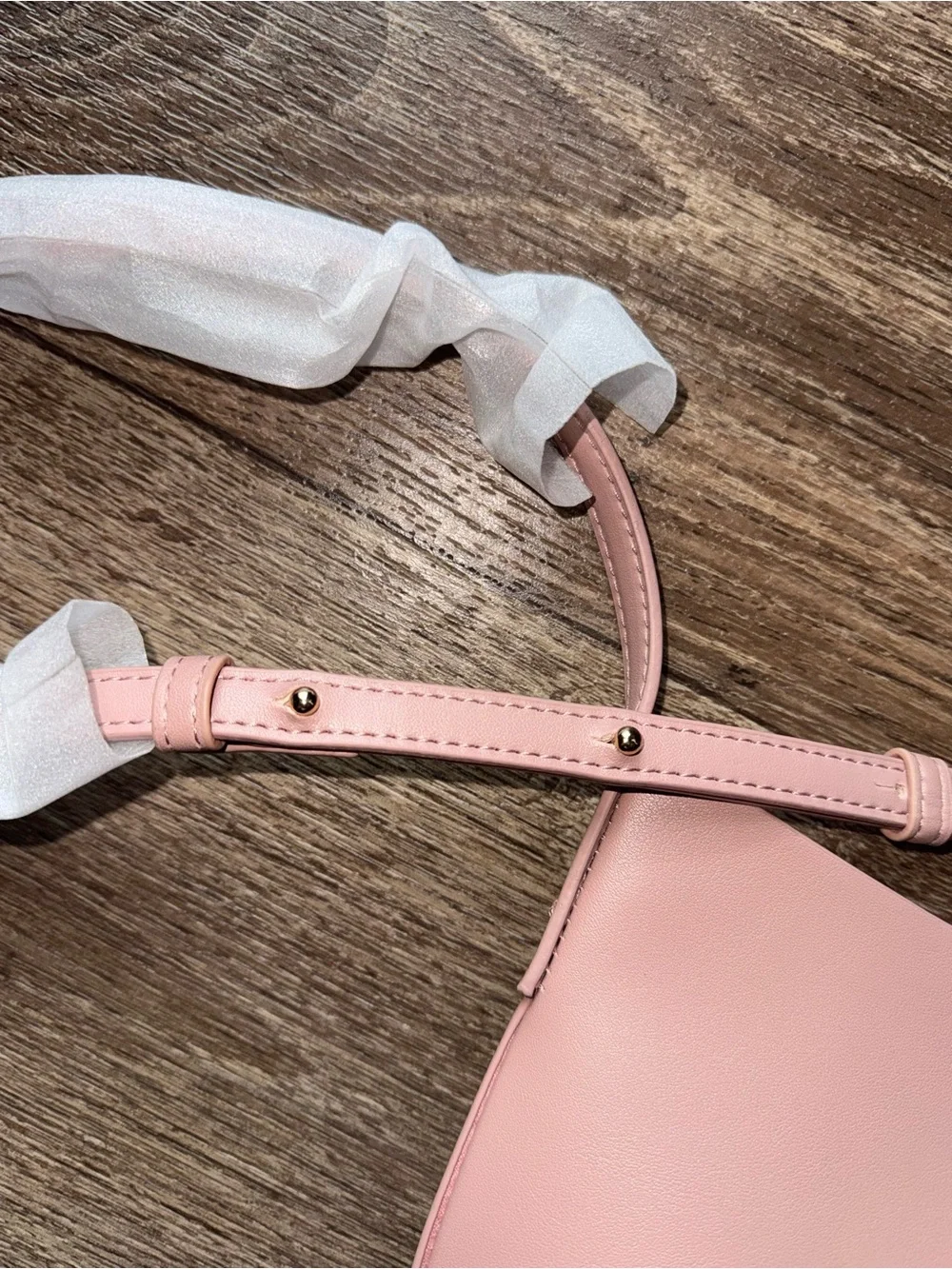 Minimalist Pink Leather Crossbody Bucket Bag